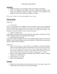 Document preview: Evaluation Essay Outline