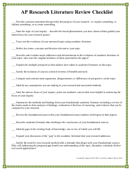 Document preview: Ap Research Literature Review Checklist