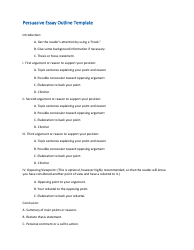 Document preview: Persuasive Essay Outline Template