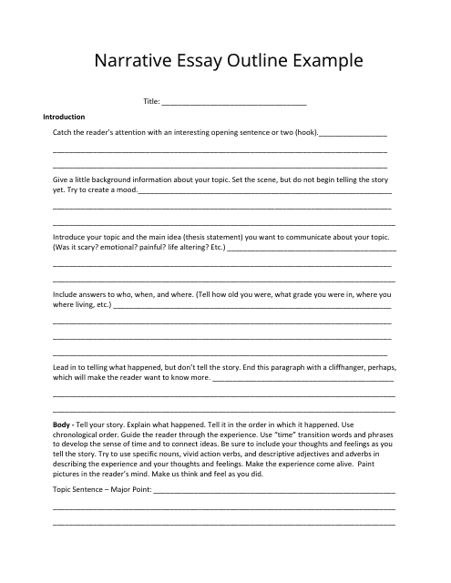 Narrative Essay Outline Template - Three Parts