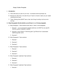 Essay Outline Template - Three Sections
