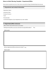 Return to Work Planning Template