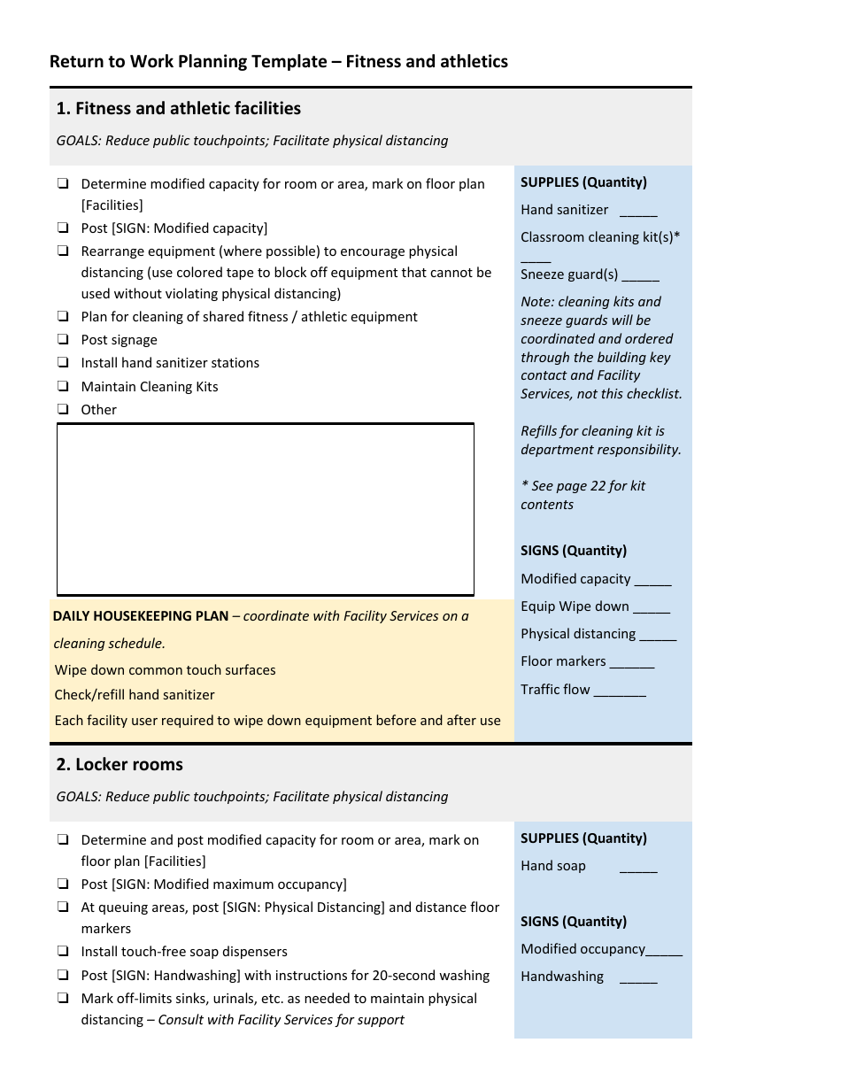 Return to Work Planning Template, Page 9