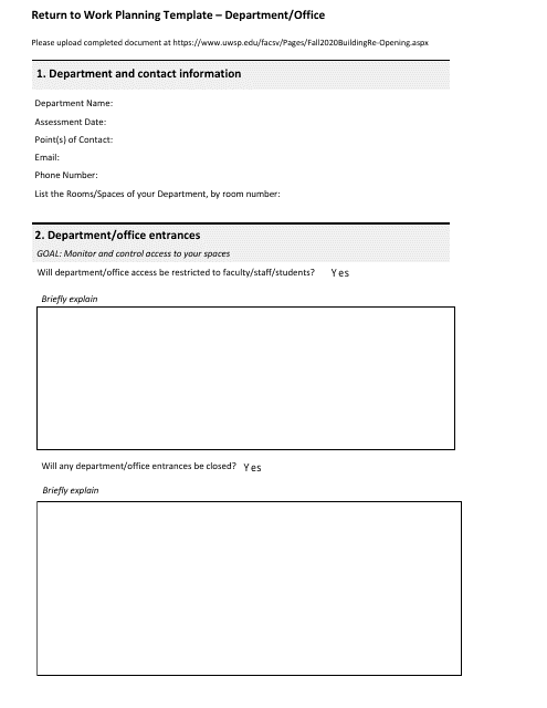 Return to Work Planning Template