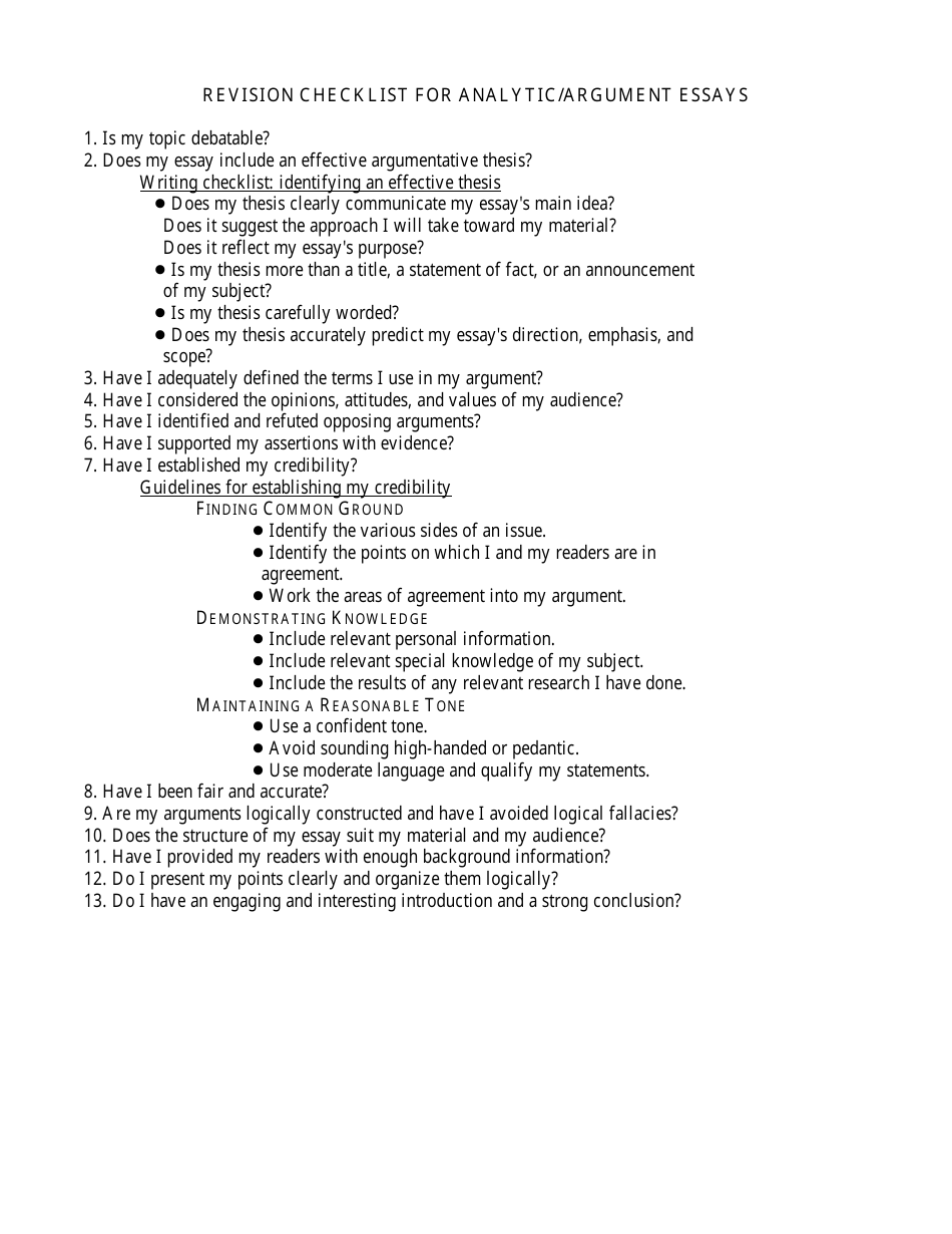 Worksheet / Outline for Analytical / Argument Essays, Page 2