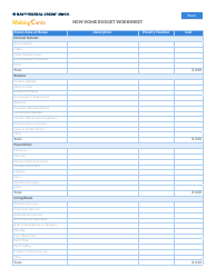 Document preview: New Home Budget Worksheet