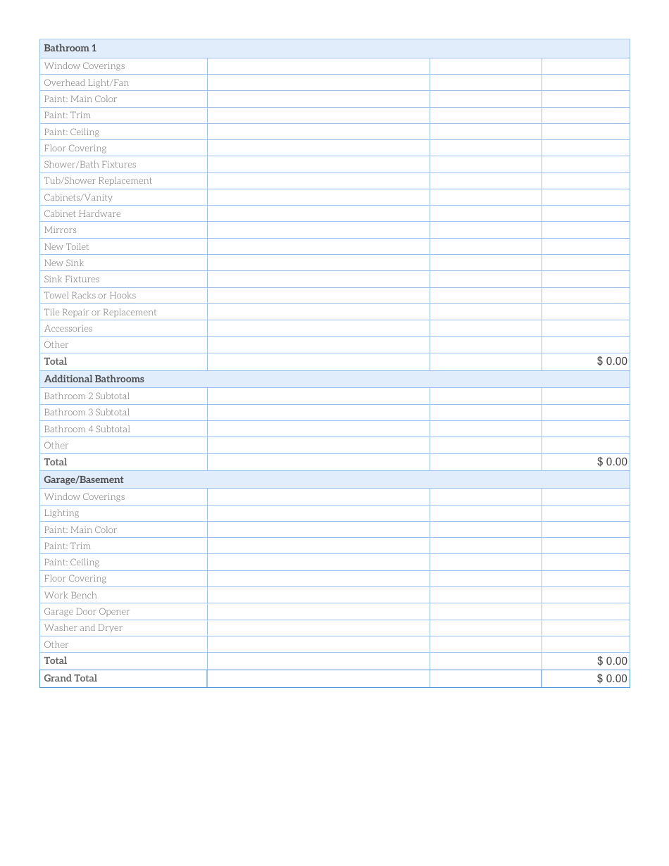 New Home Budget Worksheet, Page 3