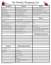 Weekly Meal Plan and Shopping List Template, Page 2