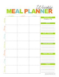 Document preview: Weekly Meal Planner Template - Varicolored