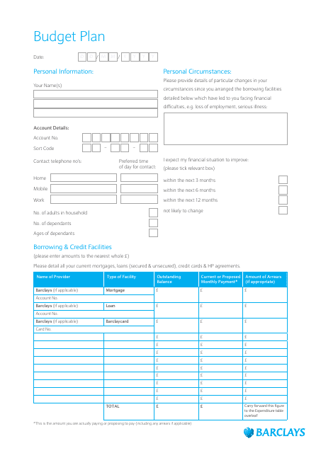 Budget Plan Template Image Preview