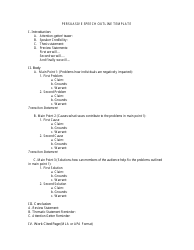 Document preview: Persuasive Speech Outline Template - Four Points
