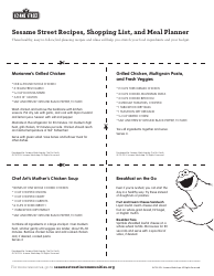 Sesame Street Shopping List and Meal Planner Template