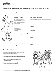 Sesame Street Shopping List and Meal Planner Template, Page 3