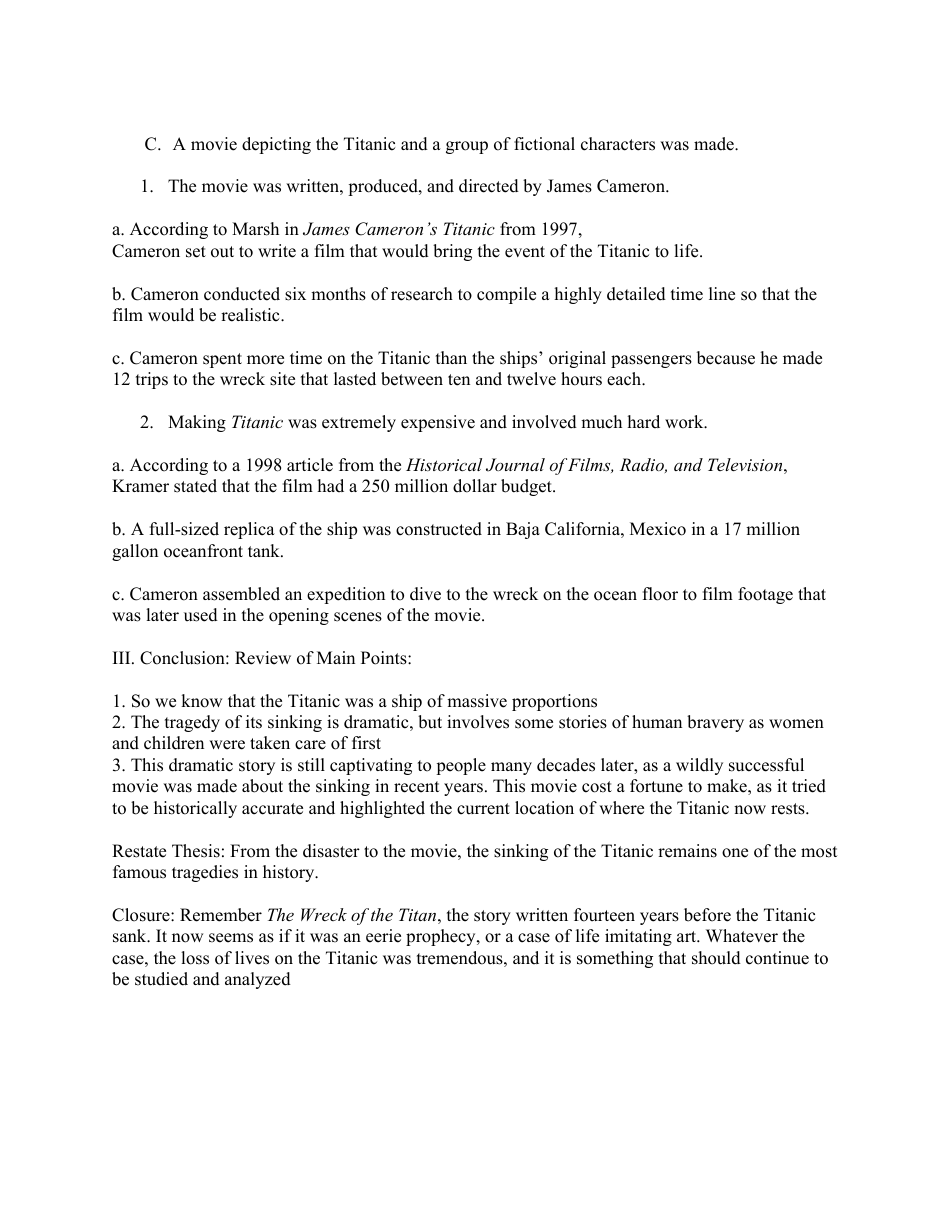 Sample Informative Speech Outline - Three Parts, Page 3