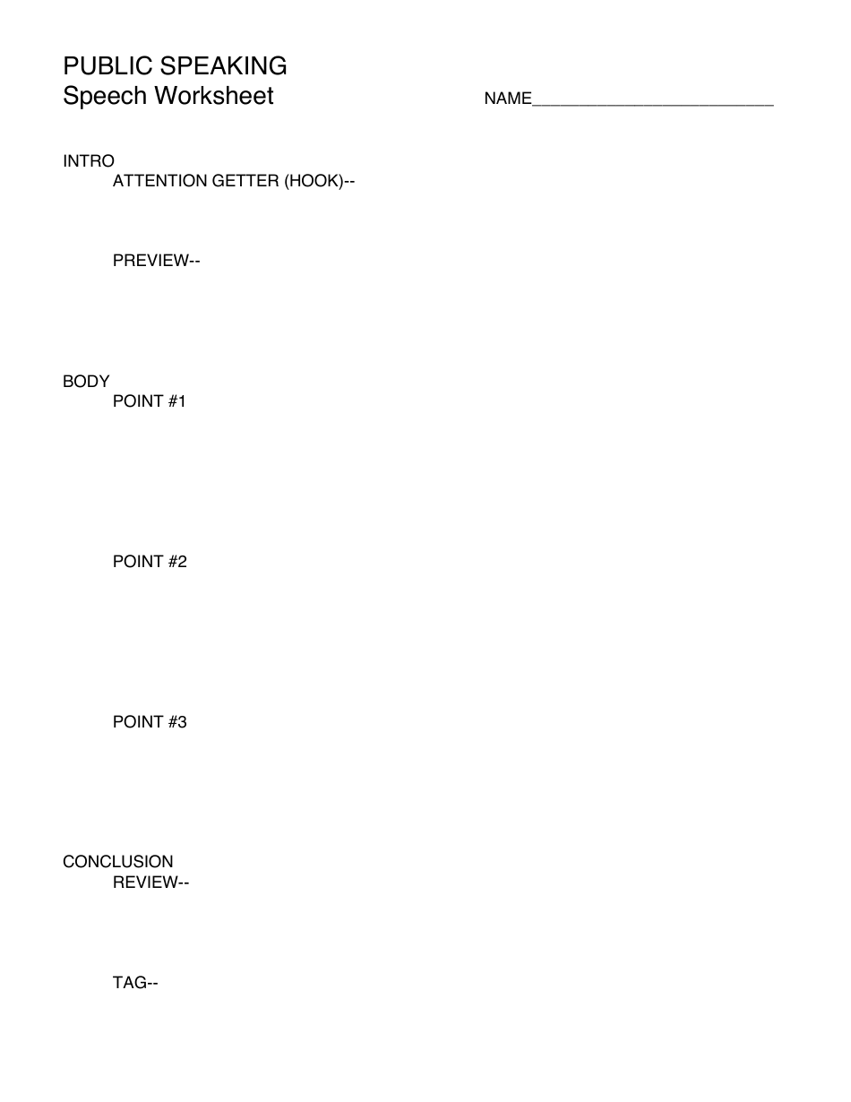 Personal Experience Speech Worksheet, Page 2