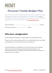 Document preview: Personal/Family Budget Plan (English/Arabic)