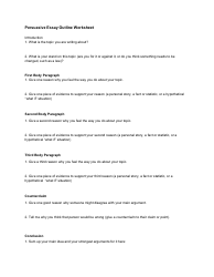 Document preview: Persuasive Essay Outline Worksheet