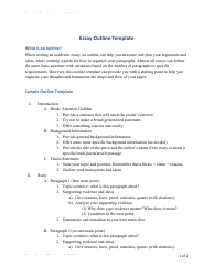 Document preview: Essay Outline Template - Four Sections