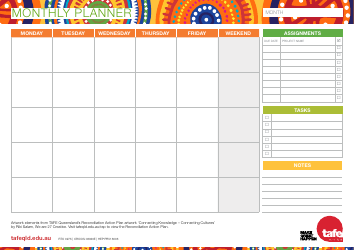Document preview: Monthly Planner Template - Varicolored