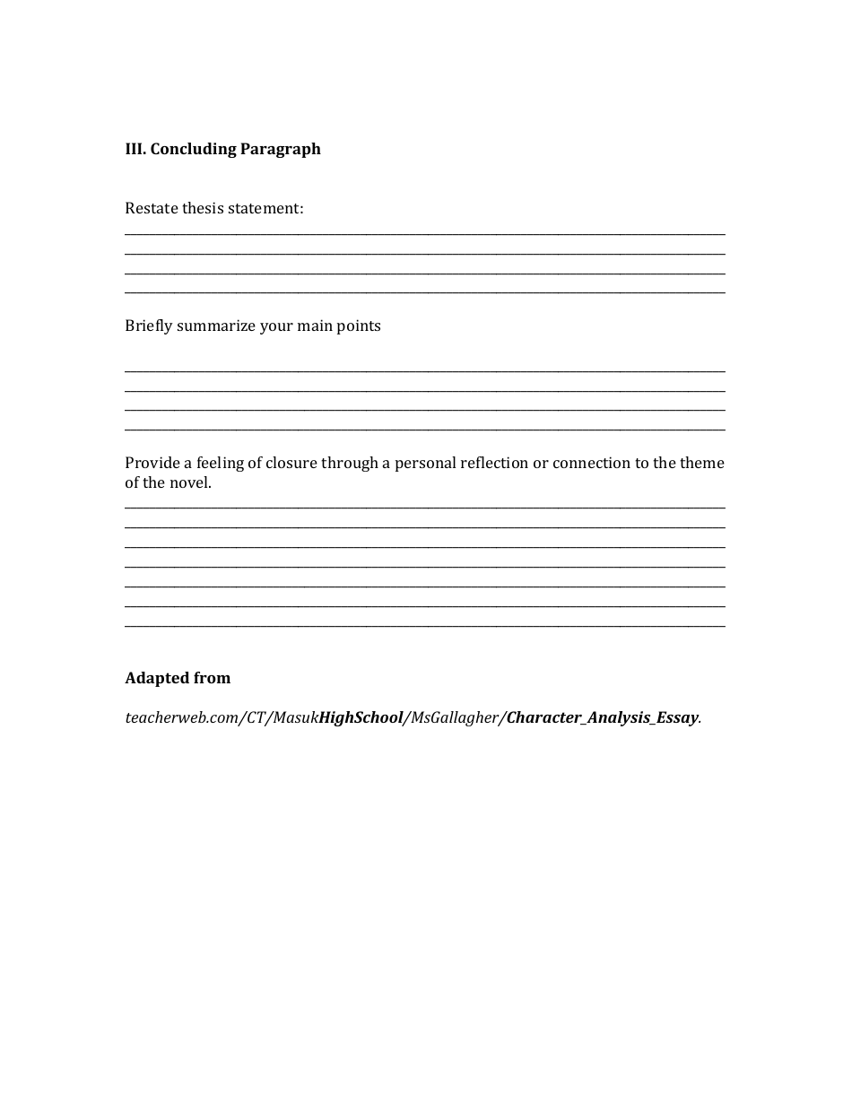 character analysis essay template pdf