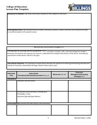 Danielson Lesson Plan Template, Page 2