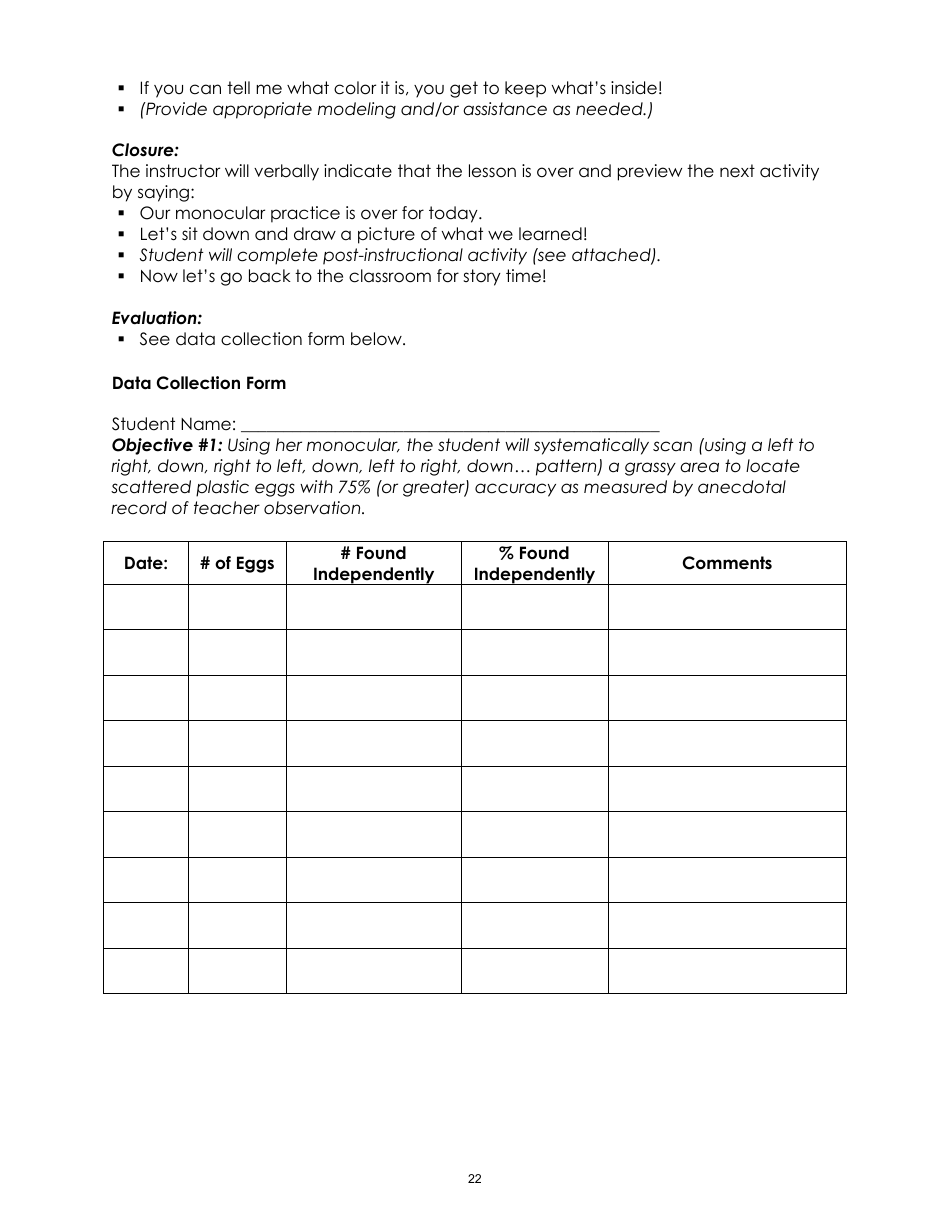 Lesson Plan Template - With Data Sheets, Page 4