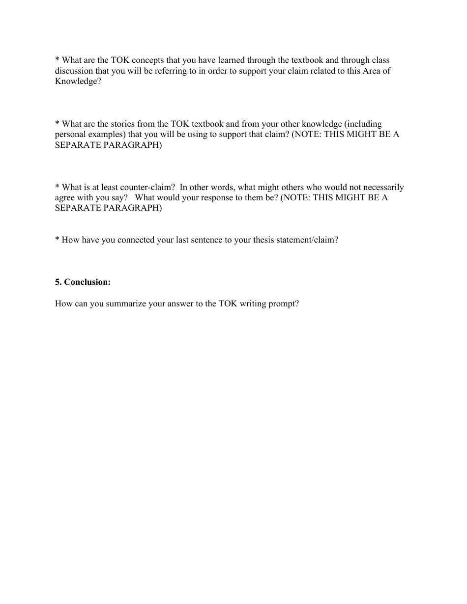 Theory of Knowledge Essay Outline, Page 3