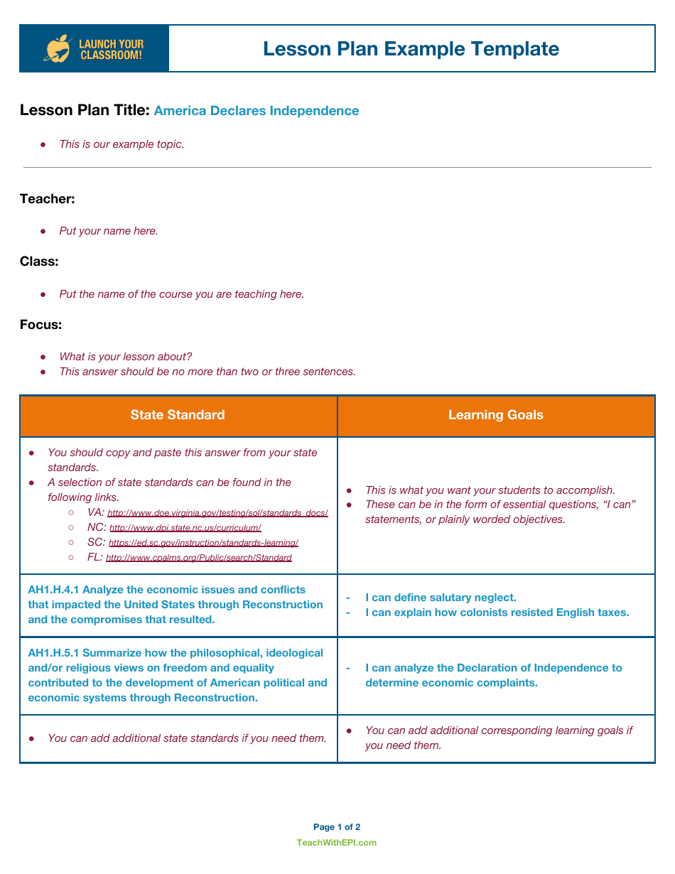 Learn to craft effective lesson plans with our Lesson Plan Example Template