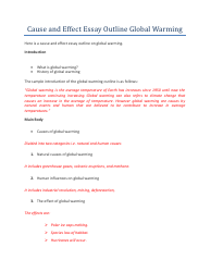 Cause and Effect Essay Outline - Global Warming