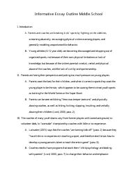 Document preview: Informative Essay Outline - Middle School