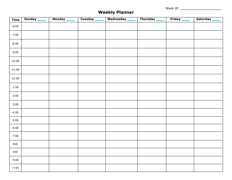 Weekly Planner Template - Michigan Technological University Download ...