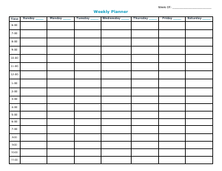 Document preview: Weekly Planner Template - Blue