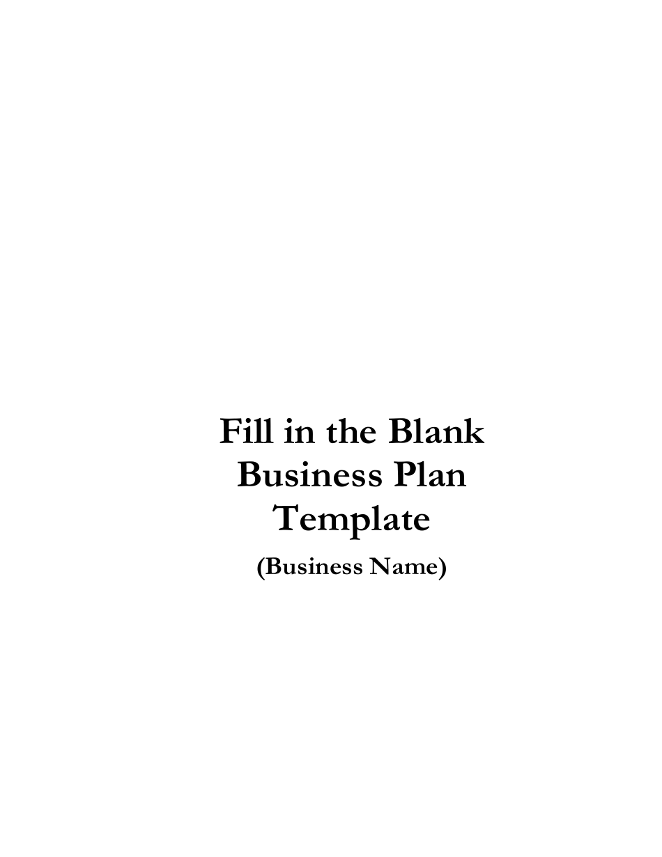 Blank Business Plan Pdf