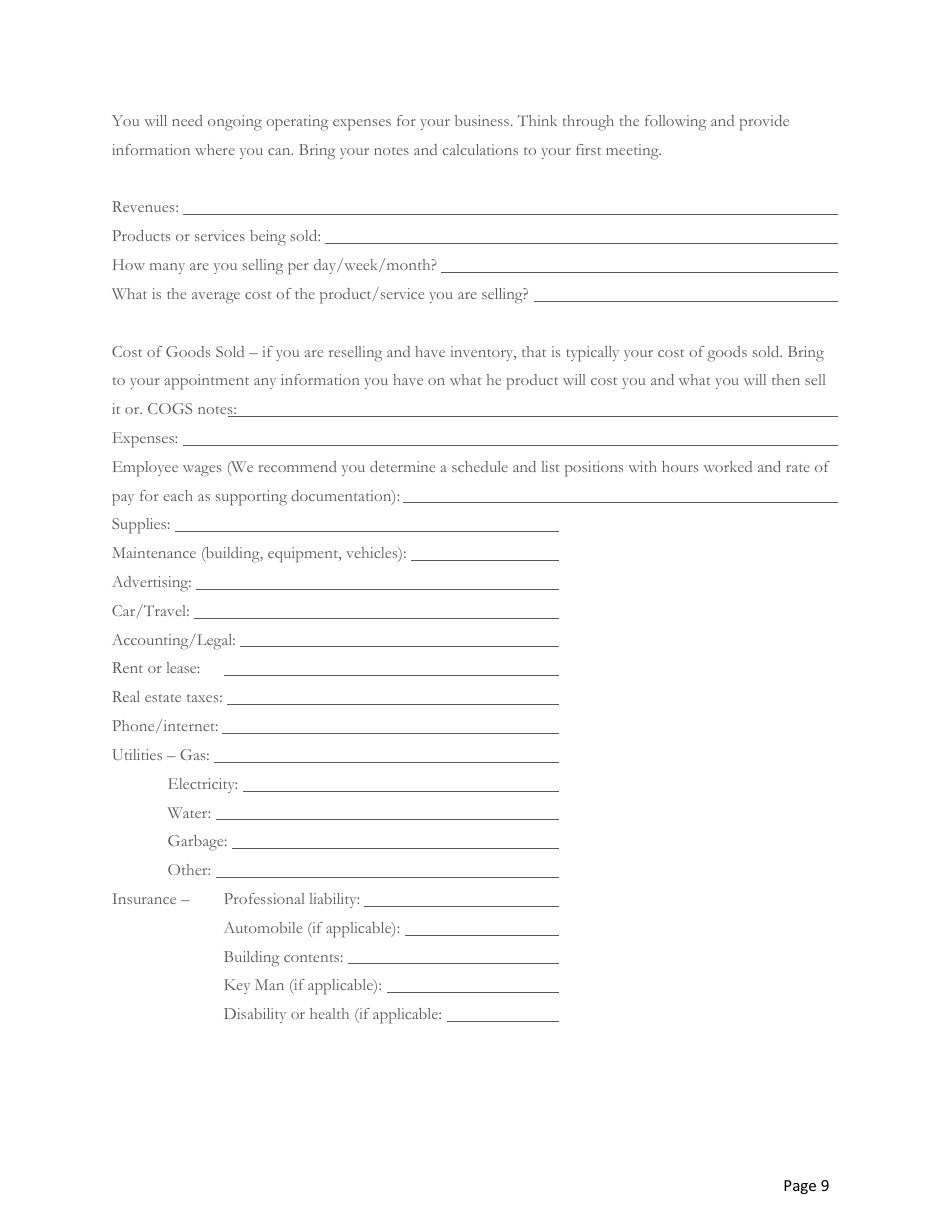 Blank Business Plan Template, Page 11