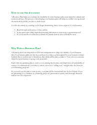 Blank Business Plan Template, Page 2
