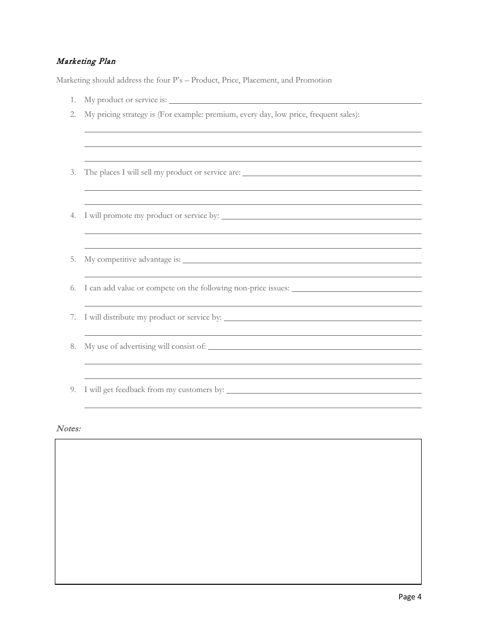 Blank Business Plan Template, Page 6
