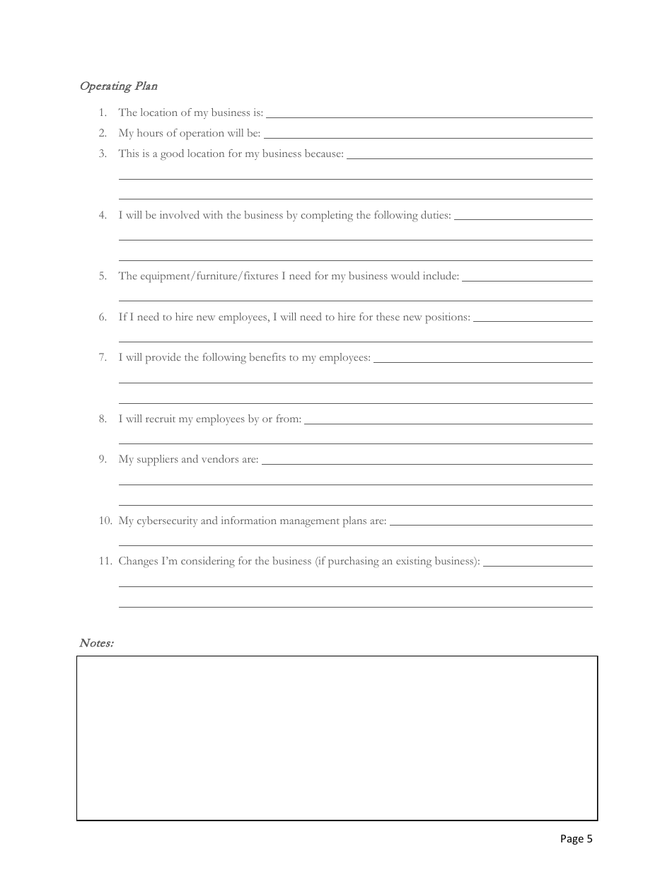 Blank Business Plan Template, Page 7