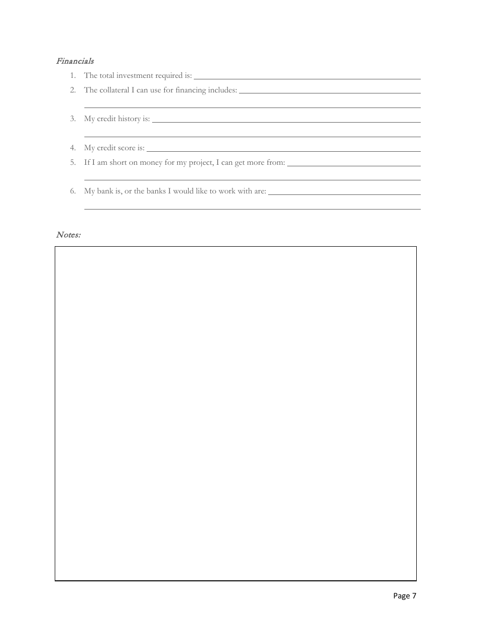 Blank Business Plan Template, Page 9