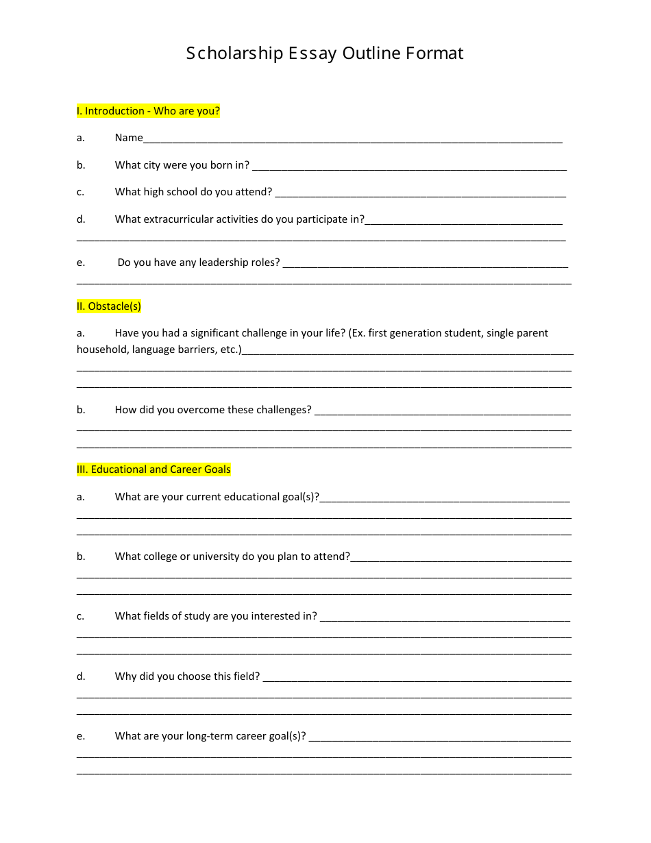 Scholarship Essay Outline Format - Practical Guide to Structuring Your Essay