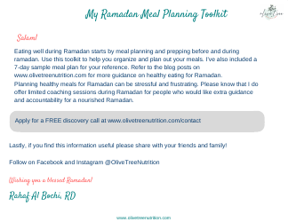 Ramadan Meal Planning Toolkit, Page 2