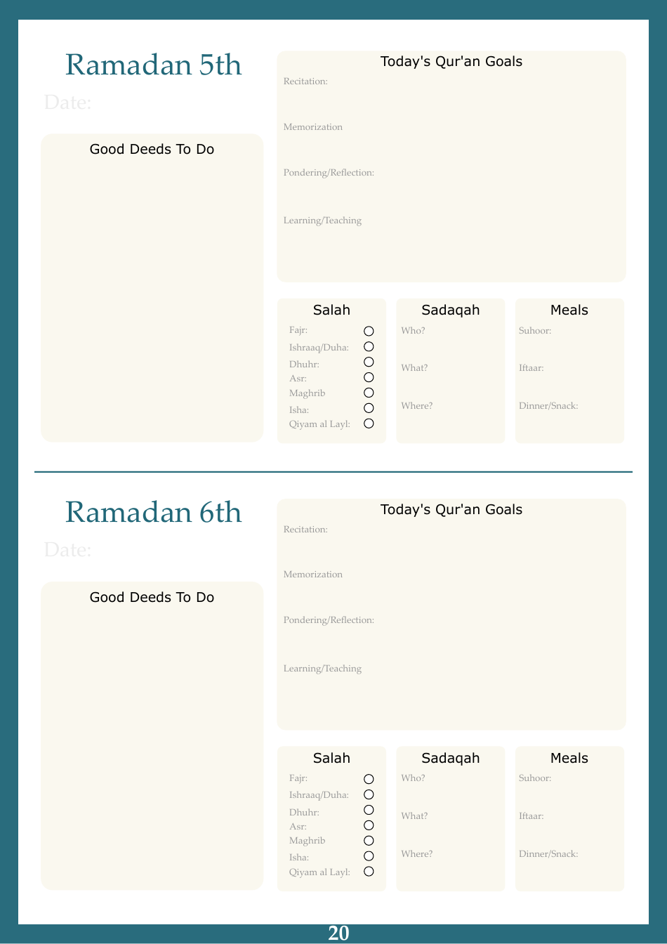 Ramadan Planner Template, Page 21