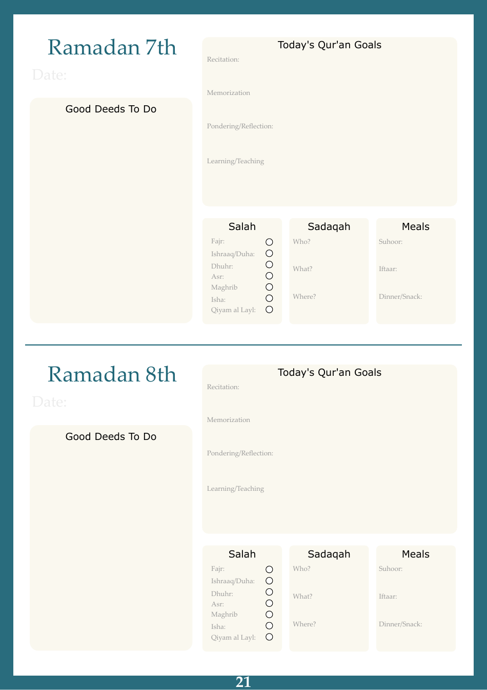 Ramadan Planner Template, Page 22