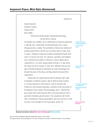 Document preview: Argument Paper - Mla Style