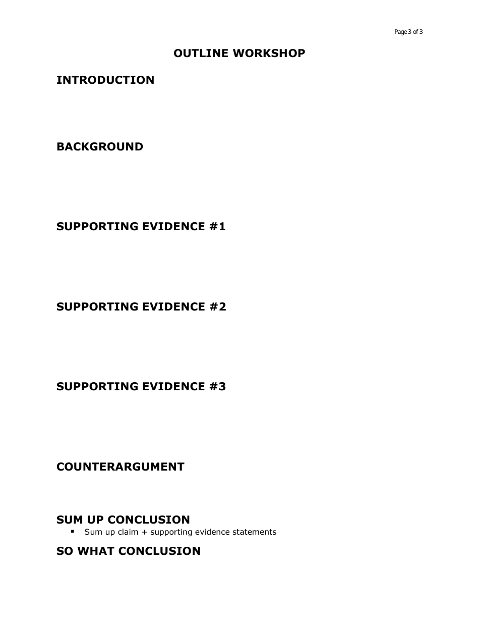 Argumentative Essay Outline Template - Outline Workshop, Page 3