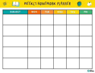 Document preview: Weekly Homework Planner Template