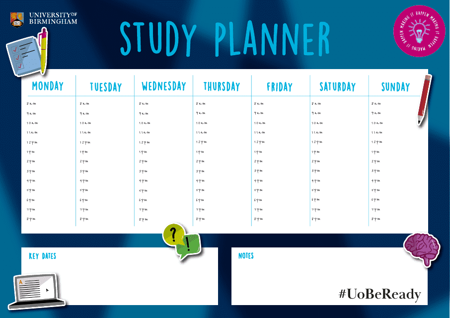 Study Planner Template - A Comprehensive Planner for Effective Study Sessions