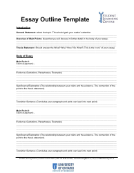 Document preview: Essay Outline Template - Student Learning Centre