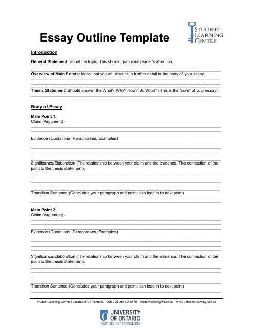 Essay Outline Template - Student Learning Centre