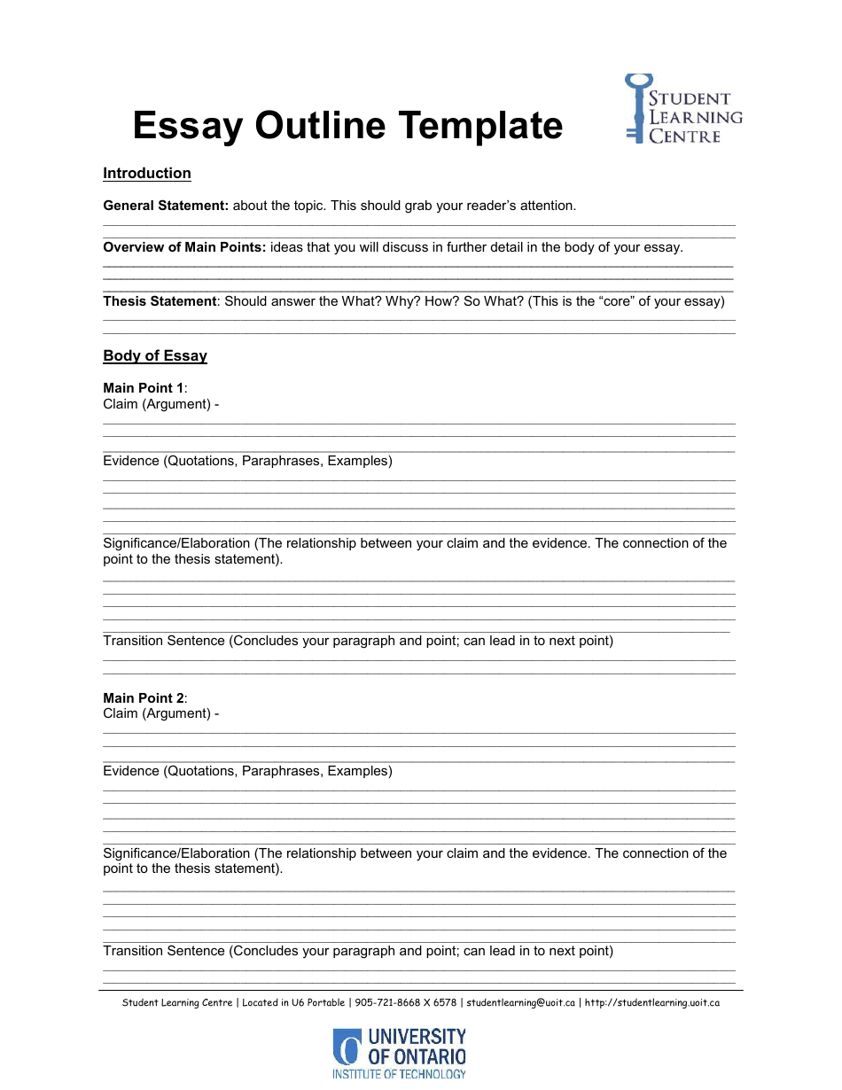 Essay Outline Template - A useful tool for organizing your thoughts and structuring essays