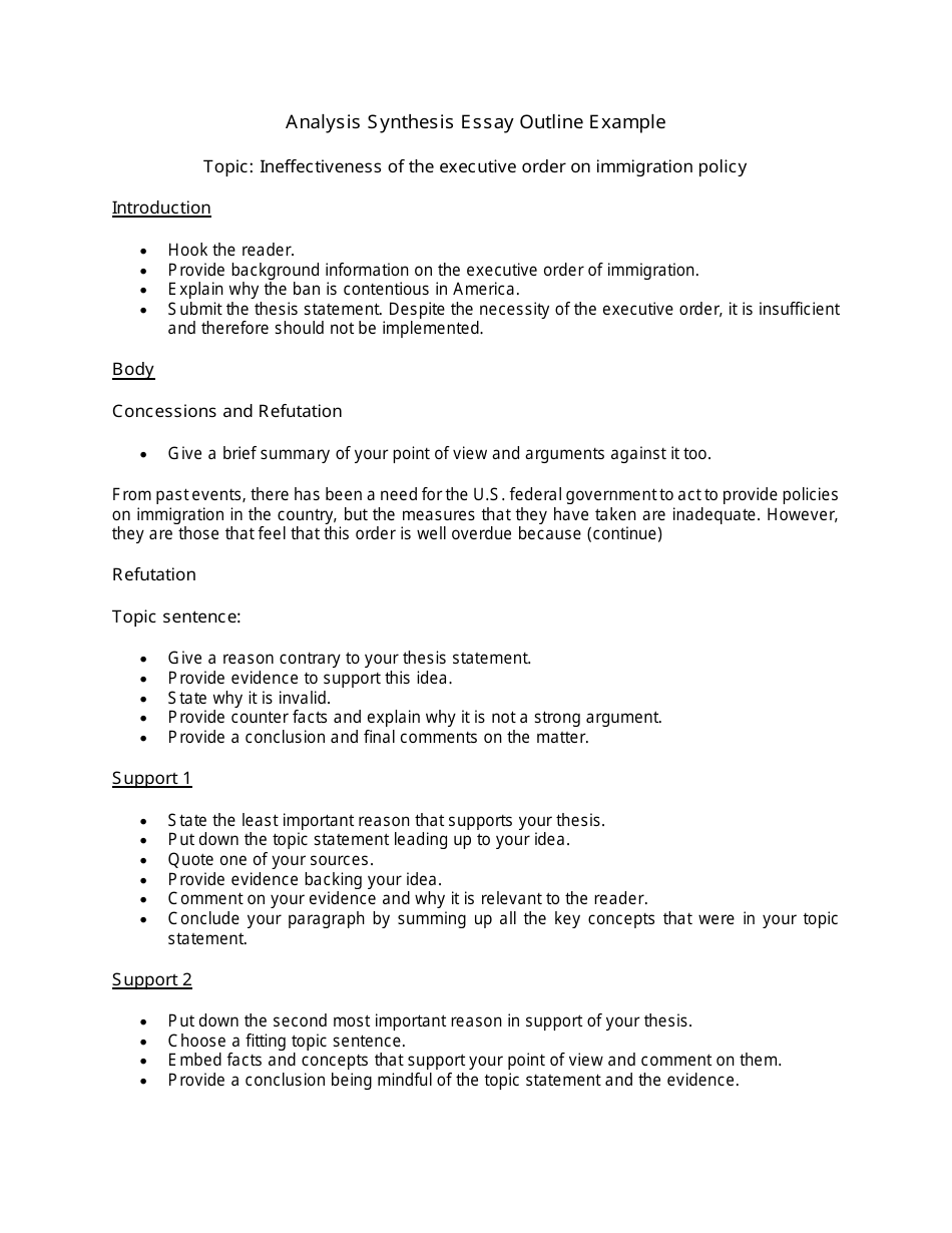 synthesis essay outline examples